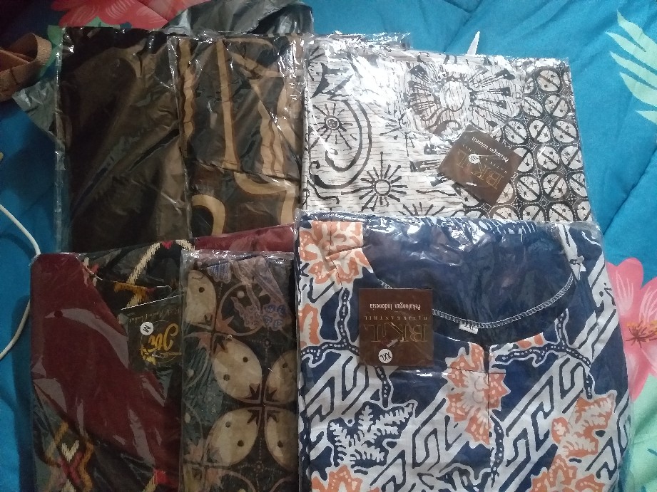 Batik Tunik Shibori Jumputan Terbaru All Size 106cm / Hrb026 Yelbor Navbor / Biru Putih / Original