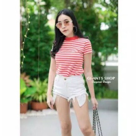 atasan kaos wanita Giant basic stripe salur