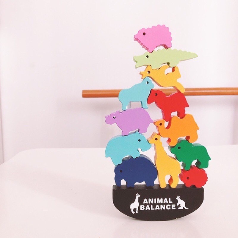 wooden animal balance - mainan latihan keseimbangan anak - mainan edukasi anak kado anak hadiah anak