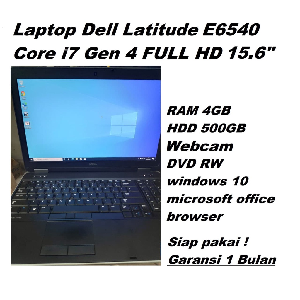 Laptop Dell Latitude E6540 Core i7 Gen 4 4GB 500GB WEBCAM DVD RW