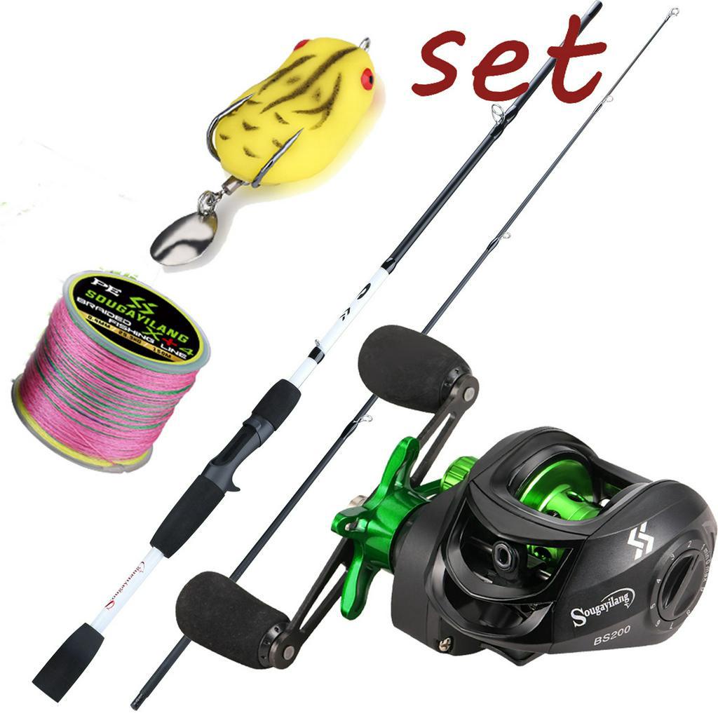 Joran dan Reel 1.8M 2 Bagian Casting Fishing Rod dan 7.2:1 Rasio Gear Rem Magnetik Baitcasting Reel Memancing Baris Lure Combo Set