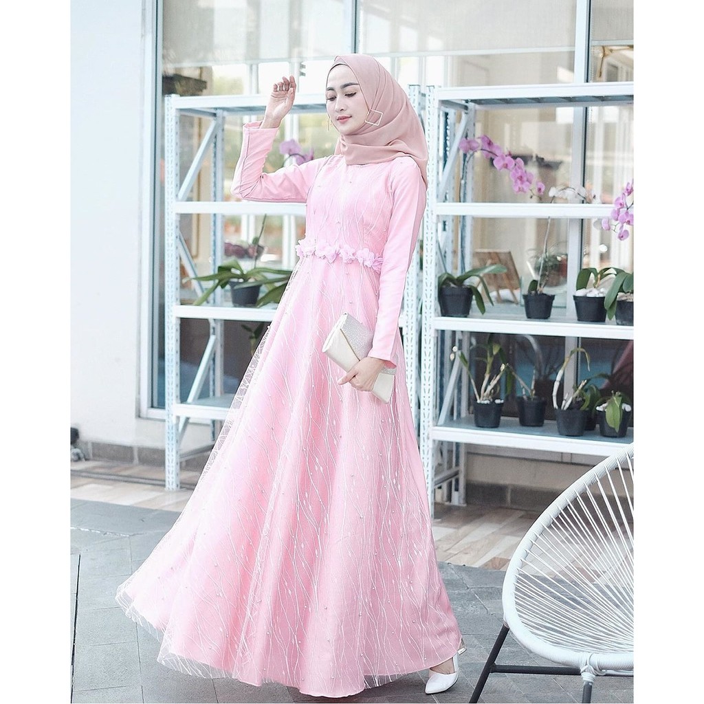 Tile Akar Mutiara Dress Muslim Gamis Baju Pesta Shopee Indonesia