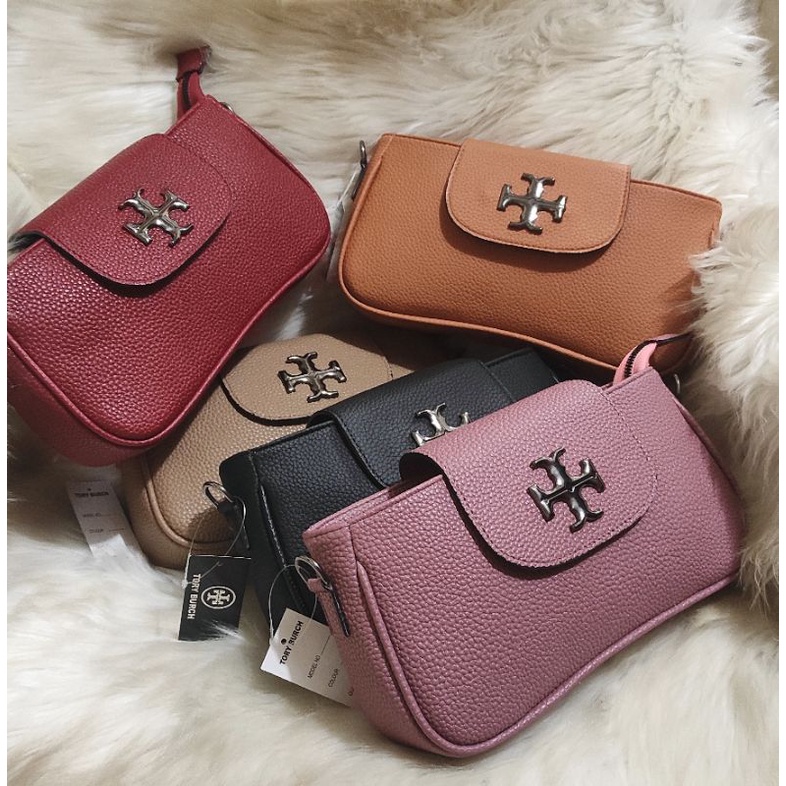 BARU || TAS WANITA T0RI BURCH 2 TALI KEPANG BAHAN JERUK ( TOGO) 5 VARIANT  UK 26x13x7