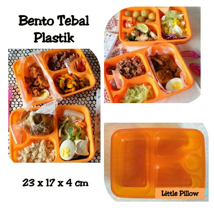 Jual Bento Plastik Tebal Oren Tray Bento Lunch Box Bento Box Plastik