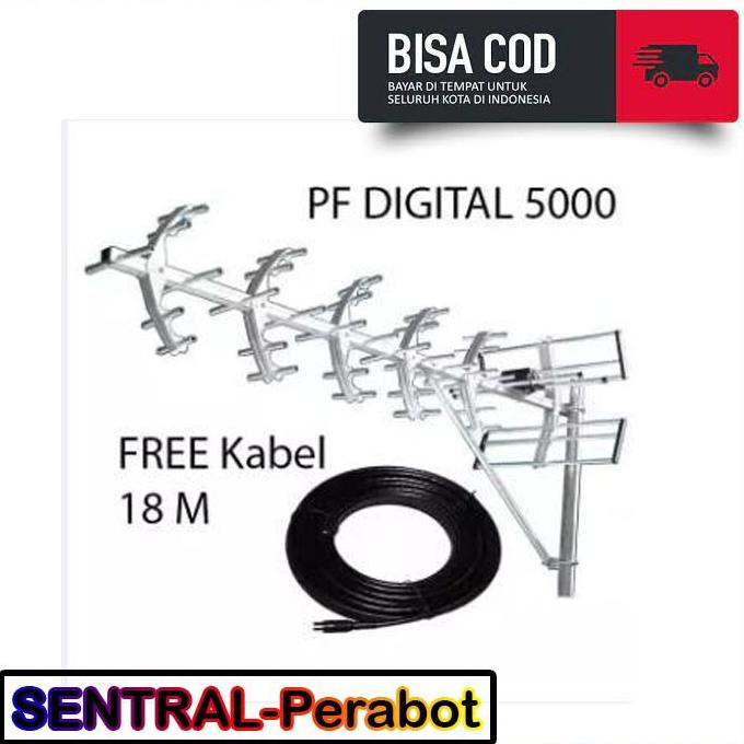 Antena TV Digital/Analog Outdoor PF Digital 5000 Free Kabel 18 Meter Termurah
