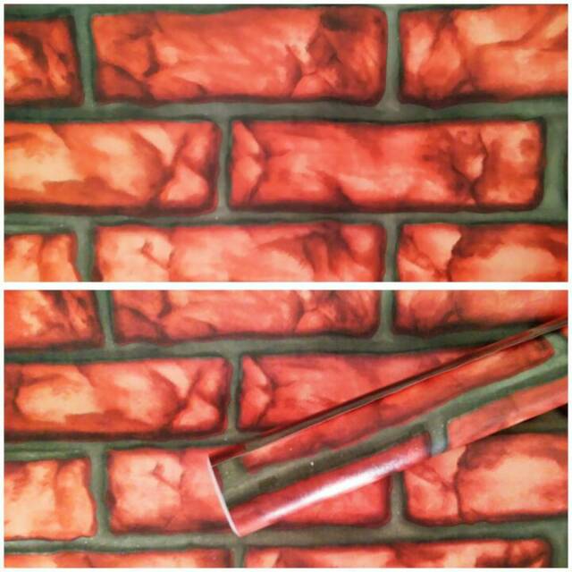 Wallpaper sticker dinding batu bata merah