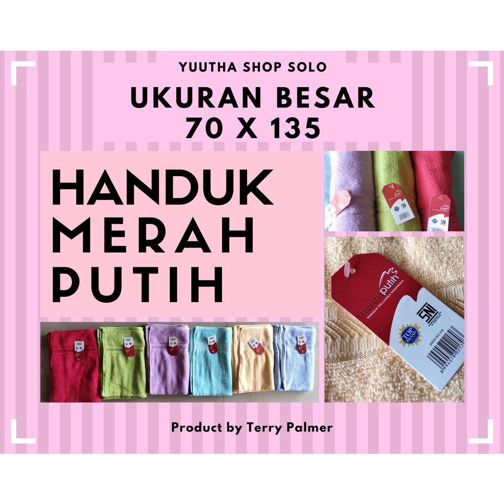 Handuk MERAH PUTIH By TERRY PALMER - Handuk  70x135 - Handuk Mandi Dewasa - Handuk Souvenir - Grosir