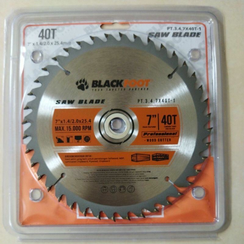 Mata Gergaji Bundar Circular Saw Blade Ryu 7Inch x 40T BLACKFOOT