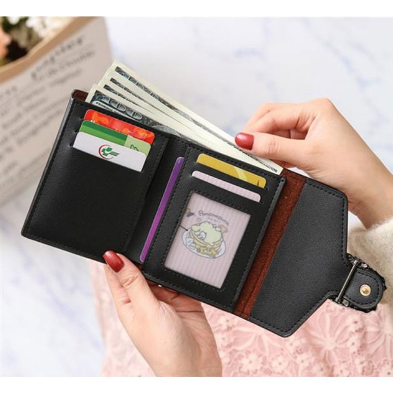 Dompet Lipat Kulit Wanita Import Women Wallet Mini Leather Solid Color