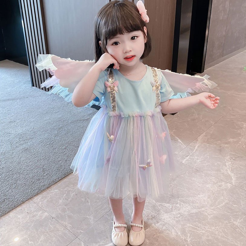 Dress Anak Perempuan Dengan Sayap Angel Rainbow