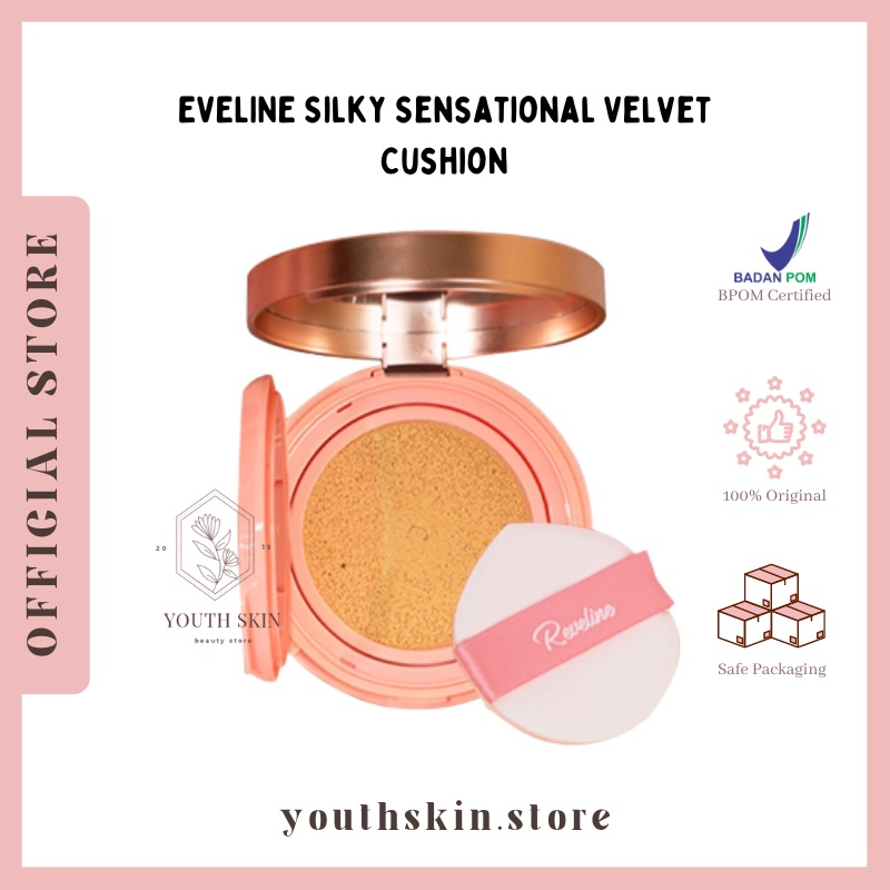 REVELINE Silky Sensational Velvet Cushion | Reveline Cushion Onyx | Shell | Breccia [ Free Puff Cush