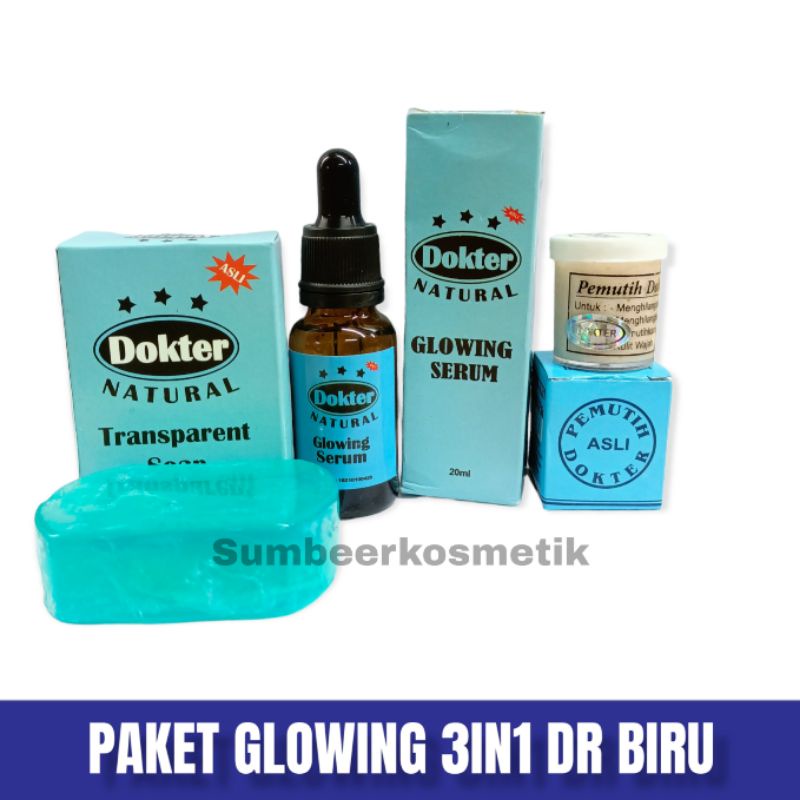 MURAH - PAKET GLOWING 3IN1 CREAM DR BIRU - SERUM