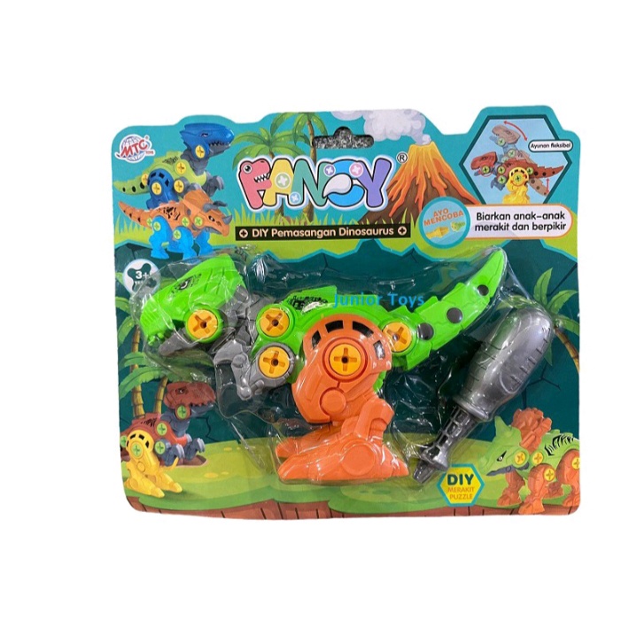 Mainan Anak DIY Dino Dinosaurus Rakit Edukasi Obeng Puzzle - Mainan Edukasi Anak Bongkar Pasang - Mainan Dinosaurus Bongkar Pasang Obeng - Mainan Bongkar Dino Mini