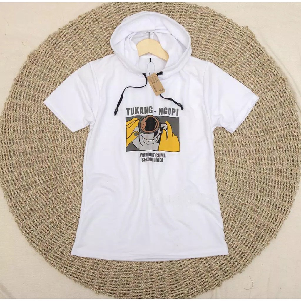 Kaos Hoodie Lengan Pendek Pria / Baju Kupluk Pria / Kaos Bertopi Lengan Pendek / Kaos Pria Terbaru
