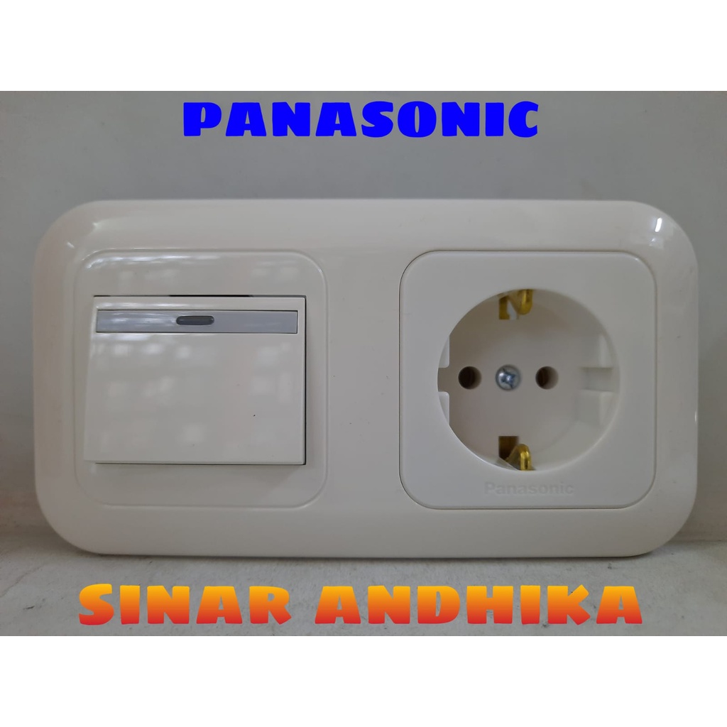 STOP KONTAK NON CP + SAKLAR ENGKEL LEBAR INDIKATOR PUTIH PANASONIC WEJP 11312-7+WEJ 5581