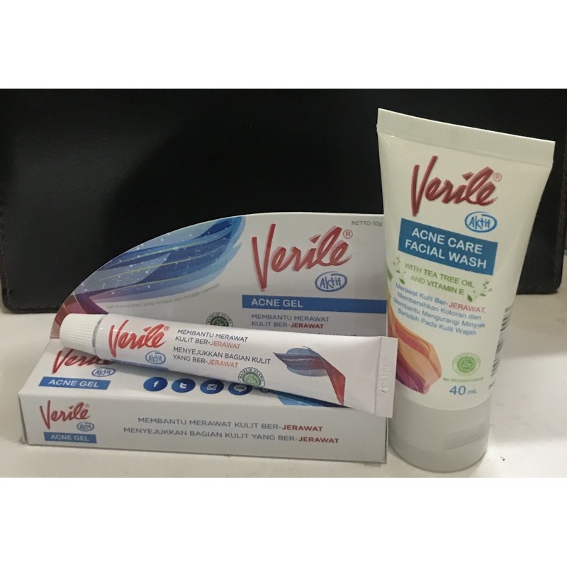 Promo Murah Paket Verile Acne Gel Original (Acne Gel + Facial Wash), Obat Jerawat