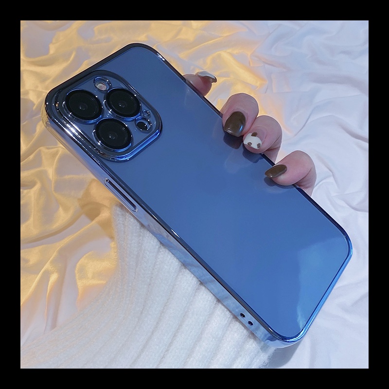 Soft Case Silikon TPU Transparan Frame Kotak Cover iPhone 13 Pro Max 12 11 Pro Max X XS XR 7 8 Plus SE