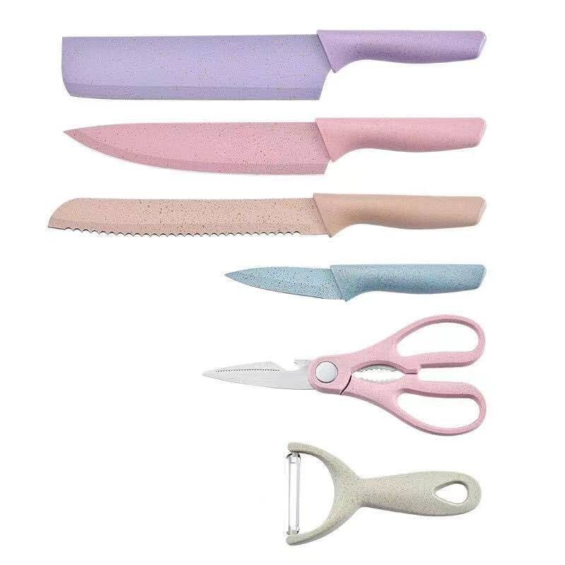 PISAU SET DAPUR PISAU 6 SET WARNA PASTEL / 6 SET DAPUR / PISAU WARNA PASTEL/ pisau dapur / gunting dapur / serutan buah