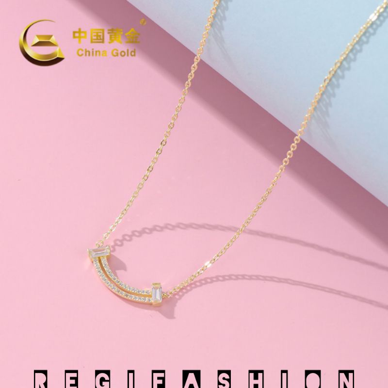 Kalung Titanium Smile Kembar Gold Kalung Wanita Korea Terlaris Anti Karat Tidak Luntur