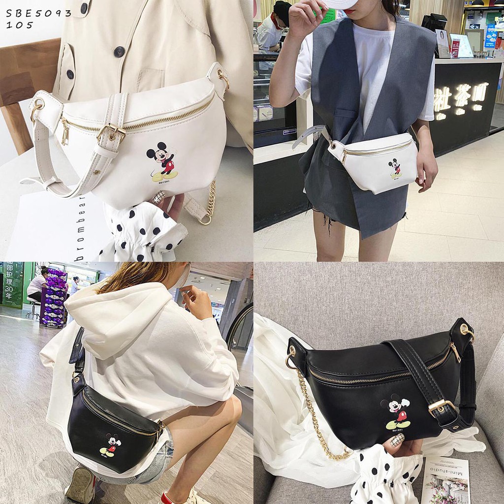 SBE5093 Tas selempang sling bag fashion import cantik wanita motif mickey mouse