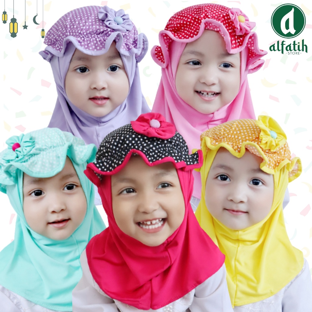 ALFATIH STORE / JILBAB ANAK TOPI POLKADOT / Jilbab Anak Murah /HIJAB ANAK / HIJAB BAYI KERUDUNG ANAK / Kerudung Anak Jilbab Hijab Anak Bayi Perempuan / pastan baby / hijab anak / Jilbab Anak bayi Usia 0-3 Tahun Bahan Jersey Premium Nyaman Di Pakai