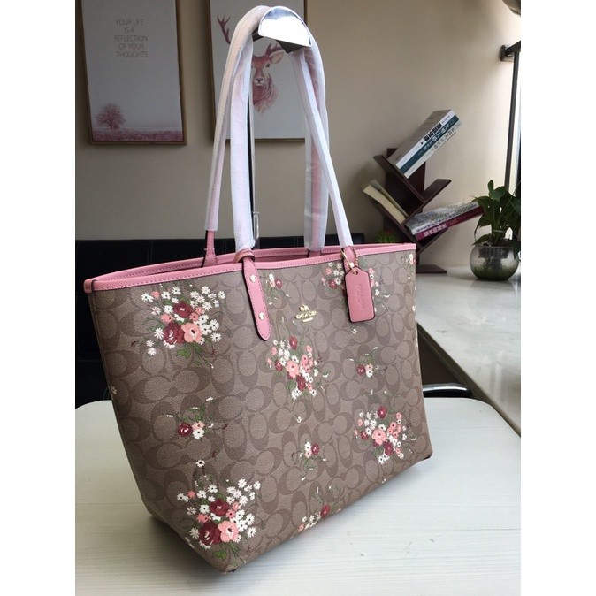 Tas Selempang Coach floral double-sided dual-purpose shopping bag