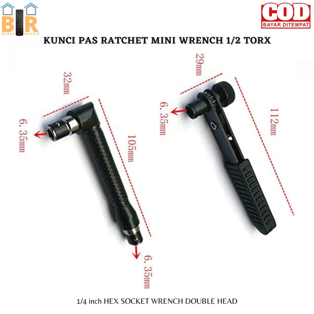 KUNCI PAS RATCHET MINI WRENCH 1/2 TORX