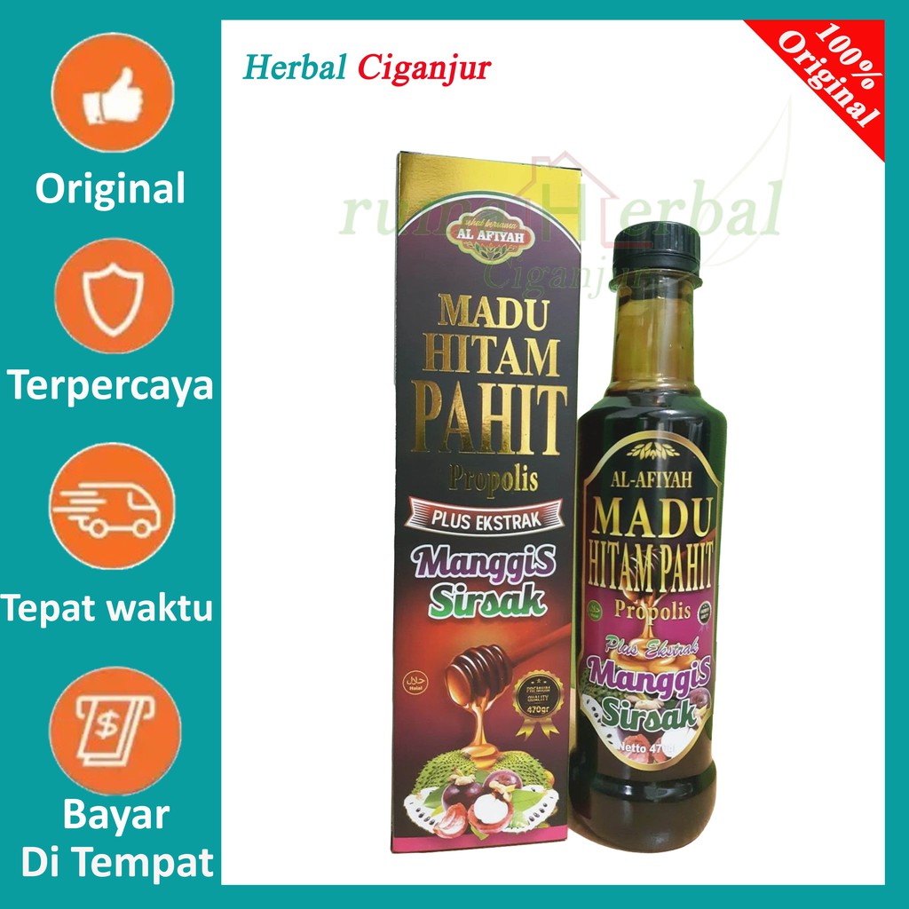 Madu Hitam Pahit Propolis Plus ekstra Sirsak Manggis Al Afiyah Isi 470 gr