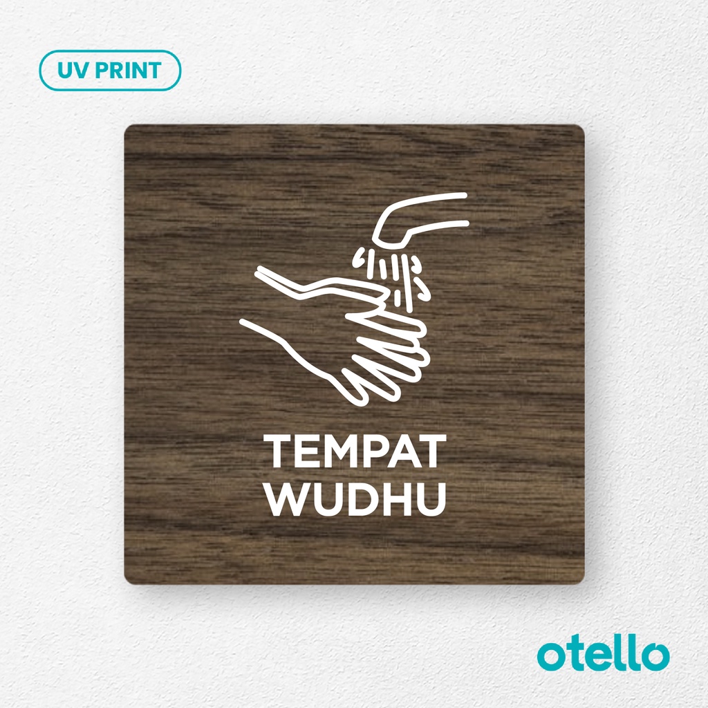 Signage Tempat Wudhu Sign Board Kayu Wooden Papan Label Nama Petunjuk Tempat Ruangan Tag Sticker