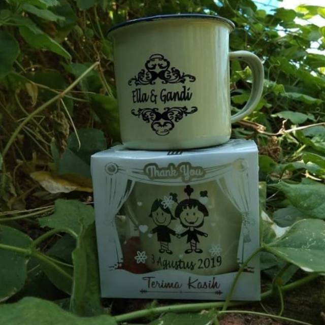 souvenir cangkir enamel kemas mika | Shopee Indonesia