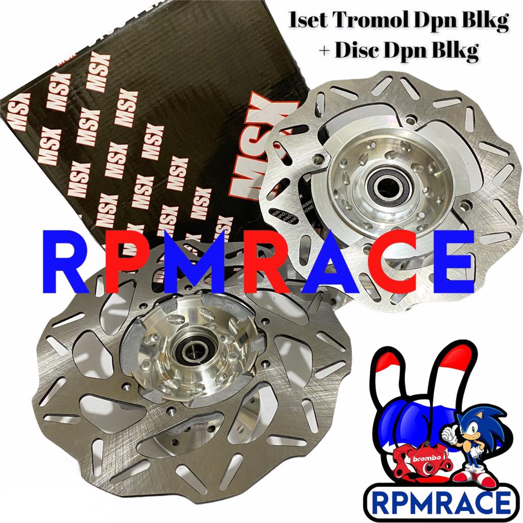 TROMOL KLX 1 SET DEPAN BELAKANG PLUS DISC PIRINGAN H36  28 LUBANG 36 dan 28 hole