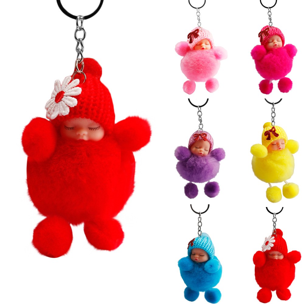 fluffy baby keyring