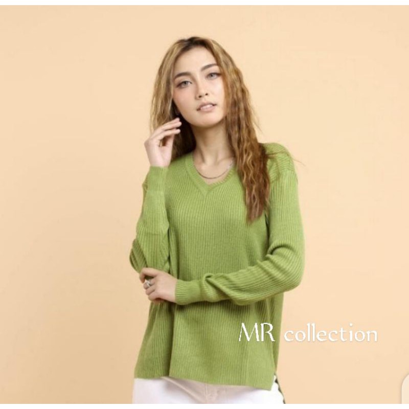 ATASAN RAJUT WANITA BOXY- V -NECK VIONA SWEATER RAJUT WANITA