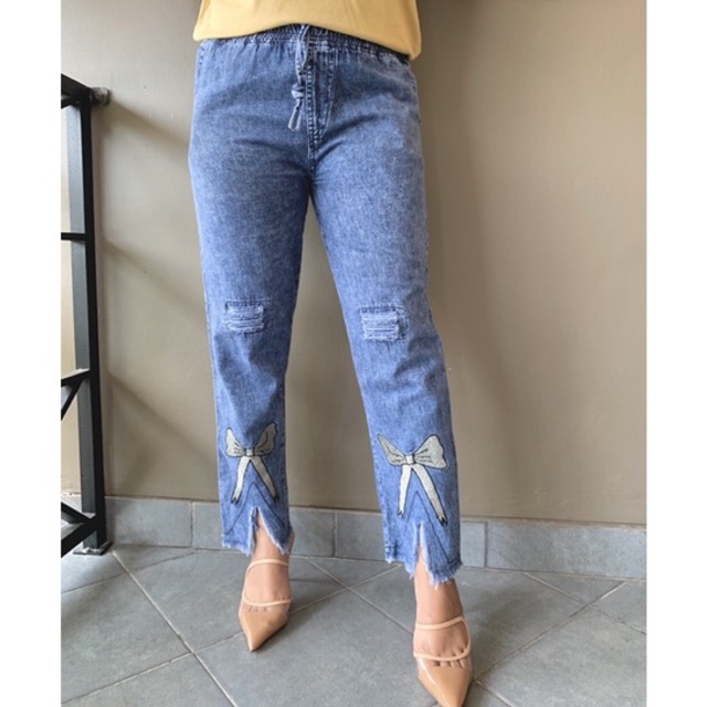 SOFT JEANS BORDIR PITA || CELANA JEANS WANITA