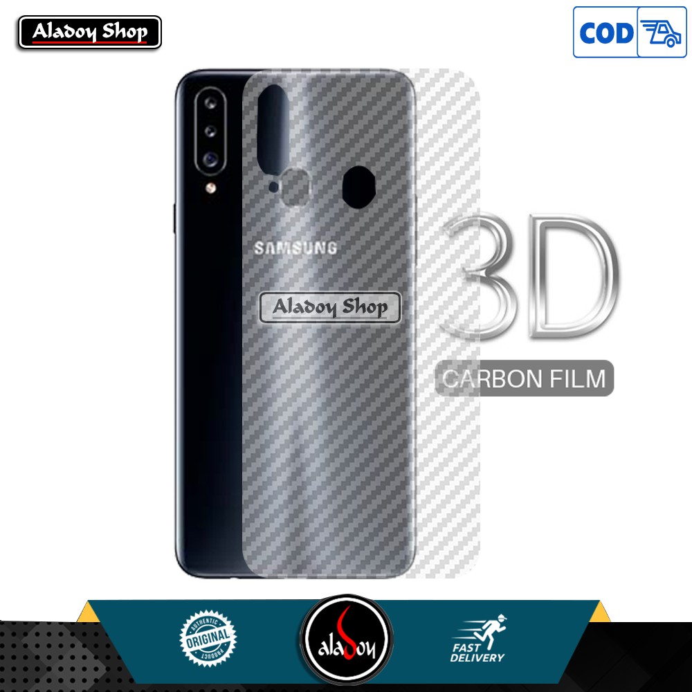 Garskin Carbon Samsung A20S Premium Back Screen Protector Pelindung Belakang HP