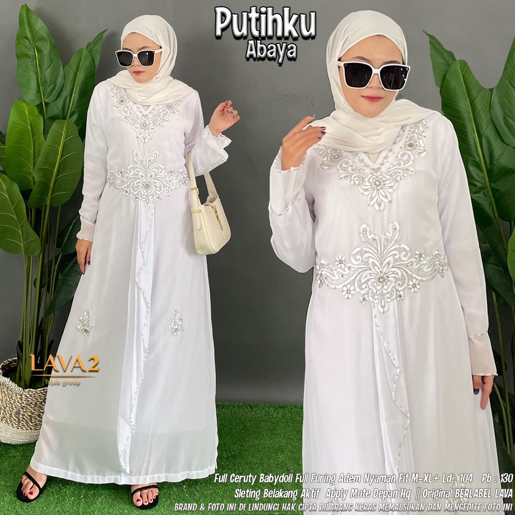 Putihku Abaya white series mewah terbaru cantik trendi fashion muslim kekinian lebaran idul fitri 20
