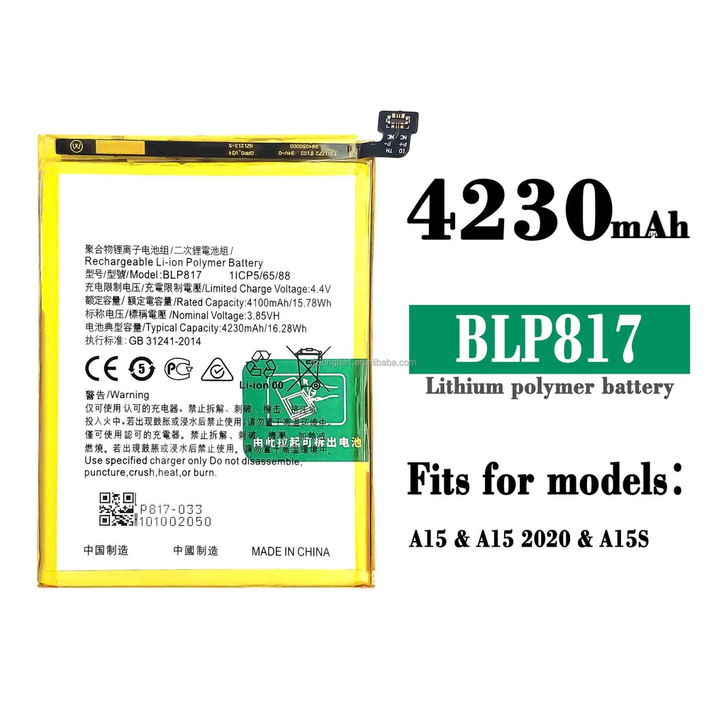 BATRE BATERAI BATTERY OPPO A15 A15S BLP817 BATU BATRE TANAM OPPO A 15 A 15S KODE BATERAI BLP 817 BAT