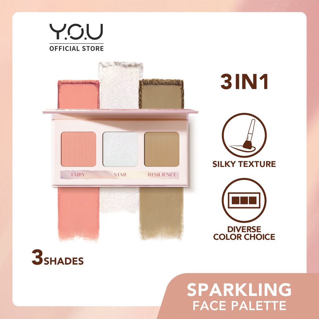 YOU 3 in 1 Sparkling Face Pallete for 3D Radiant Look