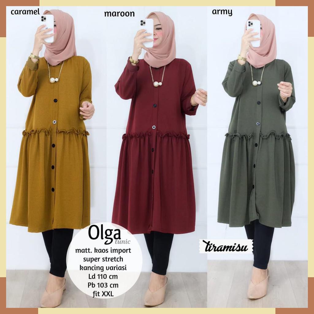 LONG TUNIC. OLGA TUNIK. FASHION MUSLIM WANITA. BY TIRAMISU
