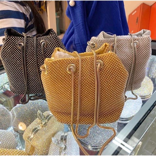Tas pesta serut mini full diamond bling party tali selempang