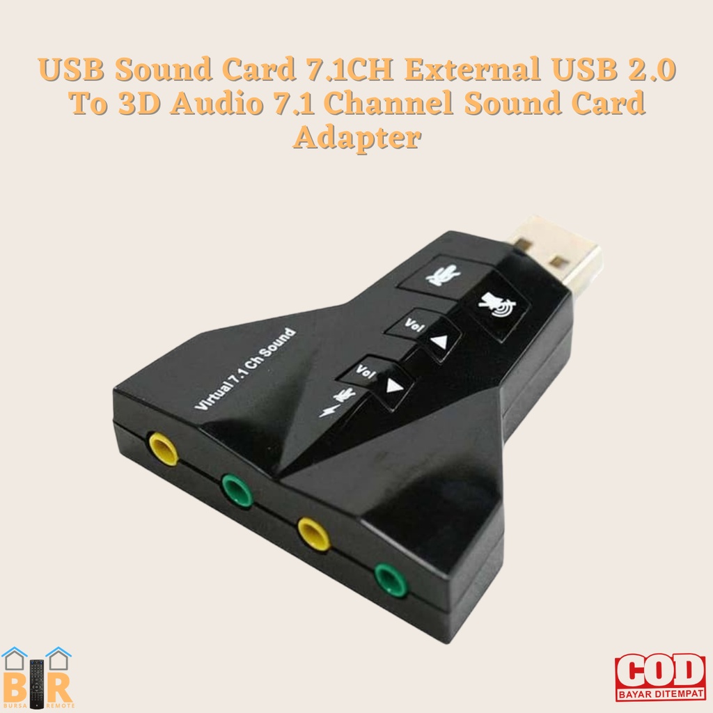 USB Sound Card 7.1CH External USB 2.0 To 3D Audio 7.1 / Channel Sound Card Adapter untuk Laptop PC USB