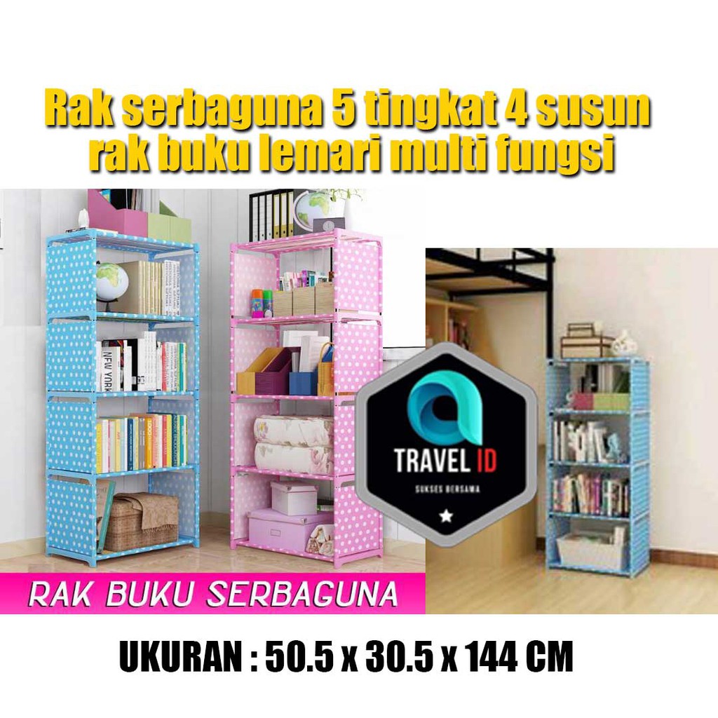 Rak Buku / Rak serbaguna 5 tingkat 4 susun / rak buku portable lemari multi fungsi