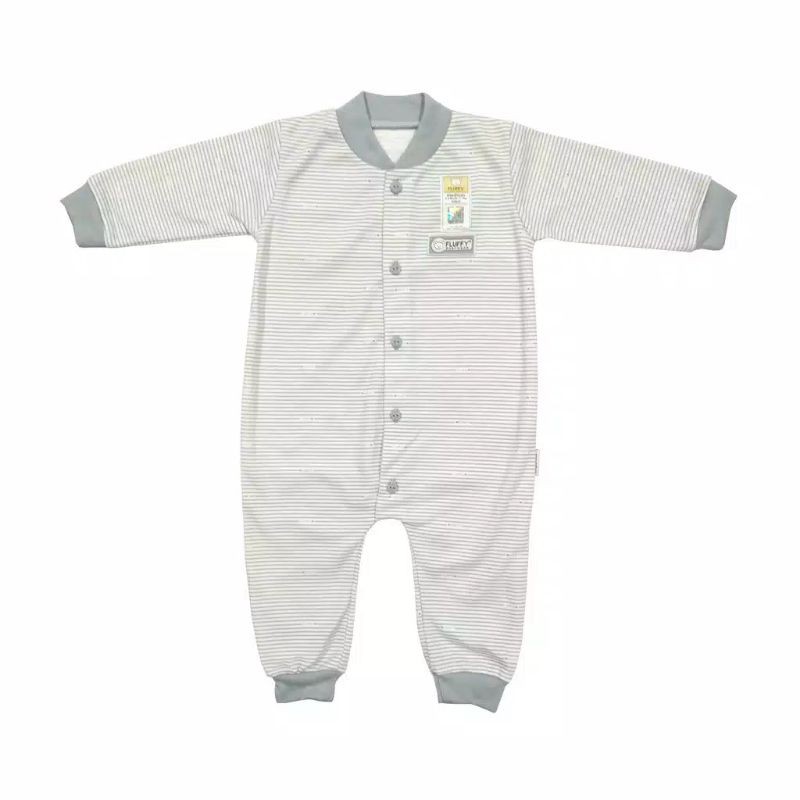 (FLUFFY) 3pcs Baju Kodok Panjang Buka Kaki/SLEEPSUIT ABU SERIES