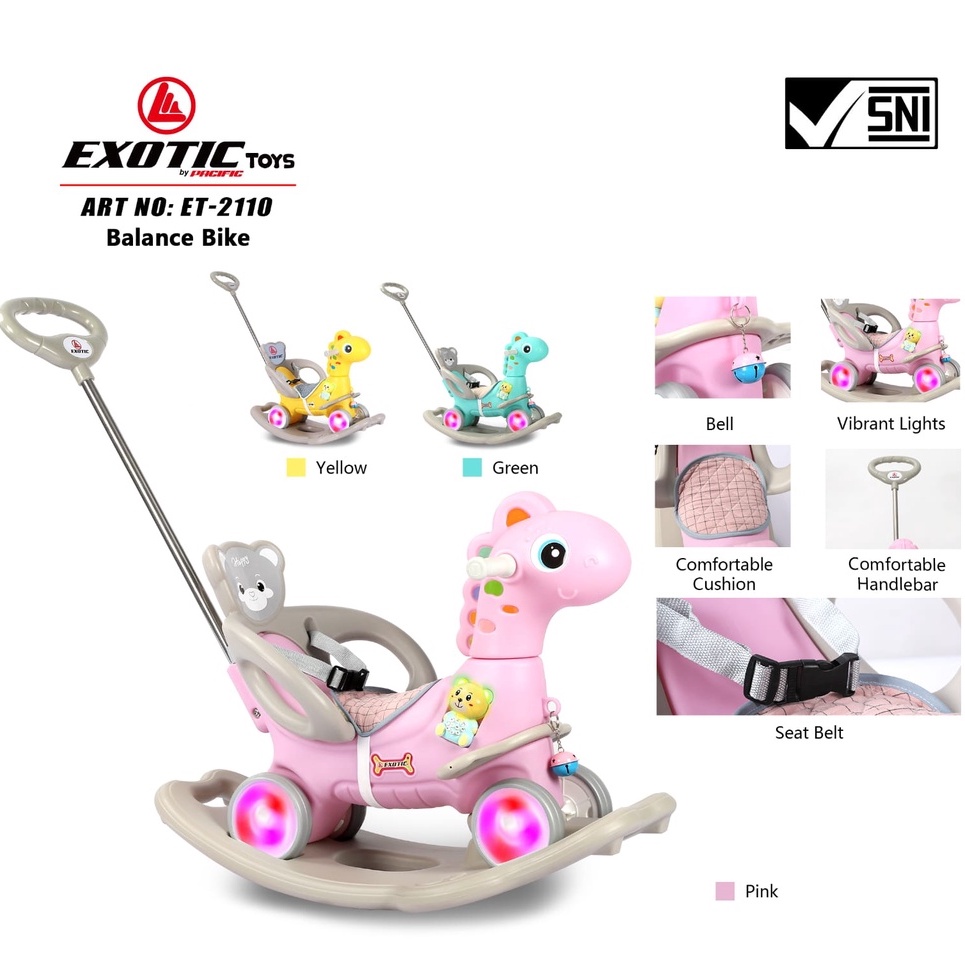 MAINAN ANAK KUDA GOYANG DAN DORONG RIDE ON ET-2110 (3 IN 1 DINO) EXOTIC ET-2108 (3 IN 1 KUDA PONY)