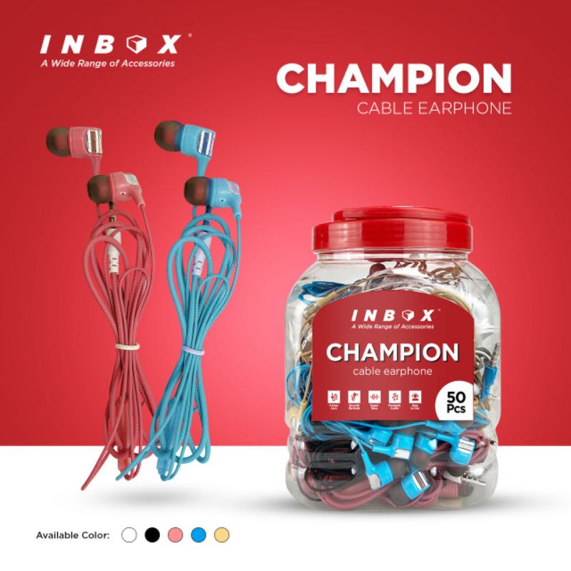 INBOX earphone champion / headset kabel inbox champion / handfree inbox champion original