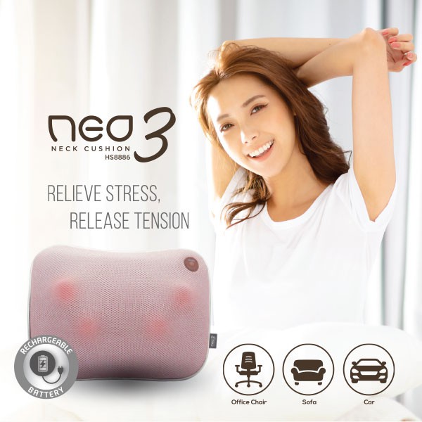 ADVANCE - Neo Neck Cushion 3 (HS8886) Massage Pillow - Bantal Pijat Leher dan Pundak Alat Pemijat Mesin Pijit Pijet Getar Elektrik