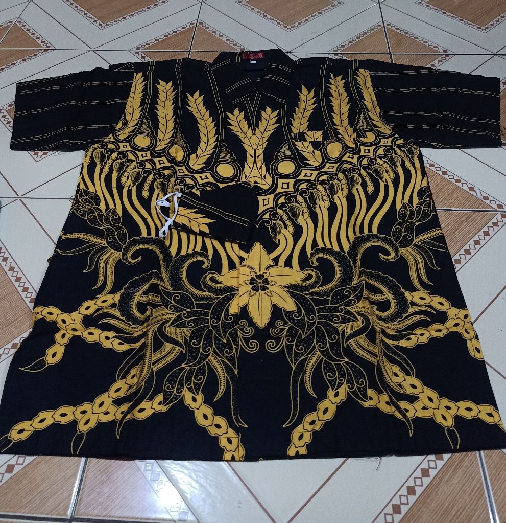 Atasan Kemeja Batik Pria Lengan Pendek Galing Emas Pen Full Furing Rajasakti Solo Ori