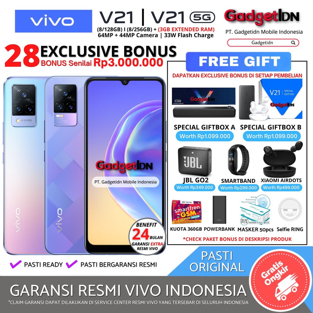 VIVO V21 5G 8/128GB 8/256GB NFC GARANSI RESMI VIVO