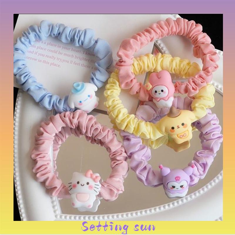 Cincin Usus Kecil Kartun Anjing Cinnamoroll  Cincin Rambut  Gaya Manis Manis Lucu Tali Rambut TN