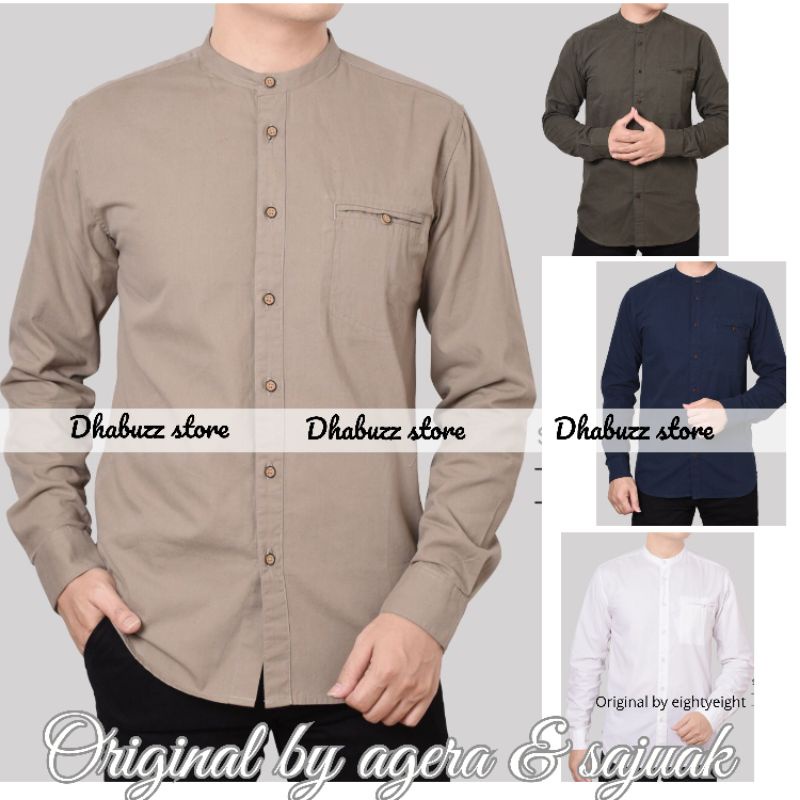 BAJU KEMEJA KOKO KEMKO PRIA LENGAN PANJANG SANGHAI KANCING FULL ORIGINAL AGERA SAJUAK